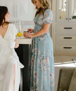 BB Custom Santorini Maxi Dress | Blue Floral Dresses