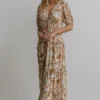 BB Custom Santorini Maxi Dress | Gold + Blush Print Dresses
