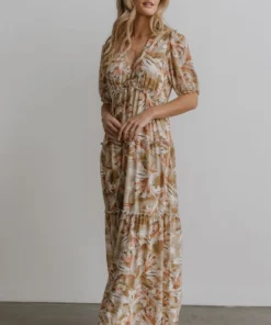 BB Custom Santorini Maxi Dress | Gold + Blush Print Dresses