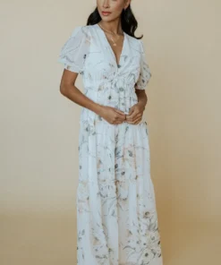 BB Custom Dresses Santorini Maxi Dress | White Floral