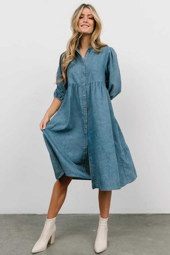 POL Sari Babydoll Dress | Chambray Dresses 1 POL Sari Babydoll Dress | Chambray Dresses