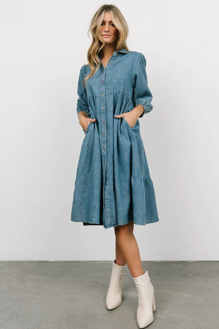 POL Sari Babydoll Dress | Chambray Dresses 2 POL Sari Babydoll Dress | Chambray Dresses