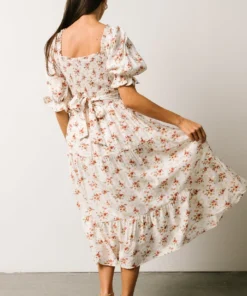 POL Sariah Smocked Midi Dress | Ivory Floral