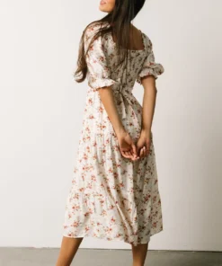POL Sariah Smocked Midi Dress | Ivory Floral