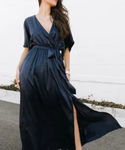 BB Custom Savannah Print Kimono Maxi | Navy Dresses