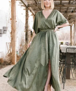 BB Custom Dresses Savannah Print Kimono Maxi | Olive 30 BB Custom Dresses Savannah Print Kimono Maxi | Olive