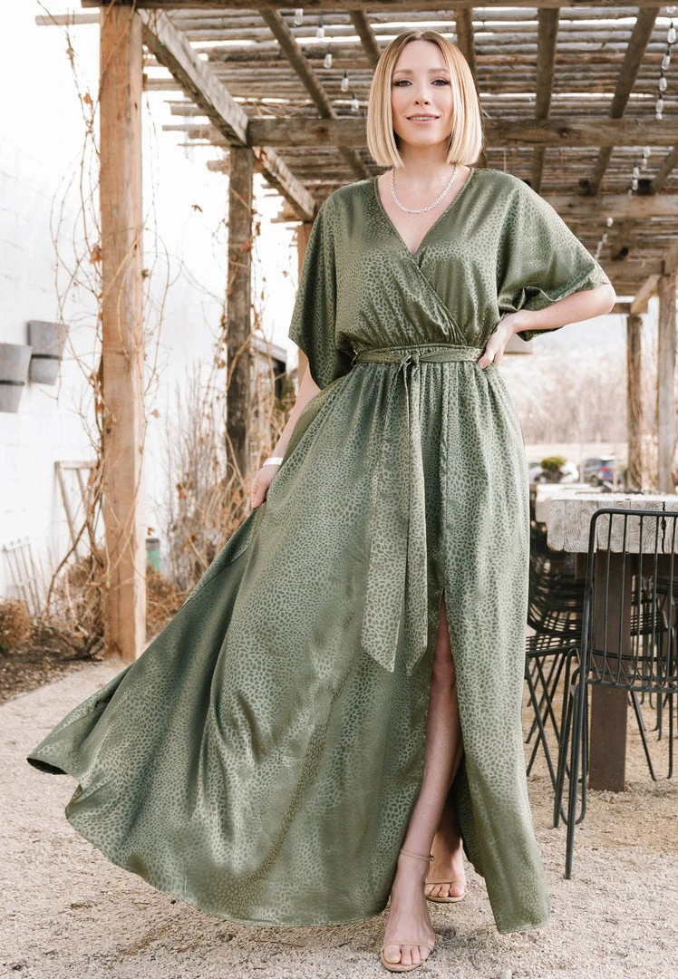 BB Custom Dresses Savannah Print Kimono Maxi | Olive 14 BB Custom Dresses Savannah Print Kimono Maxi | Olive