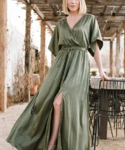 BB Custom Dresses Savannah Print Kimono Maxi | Olive