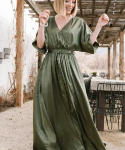 BB Custom Dresses Savannah Print Kimono Maxi | Olive 19 BB Custom Dresses Savannah Print Kimono Maxi | Olive