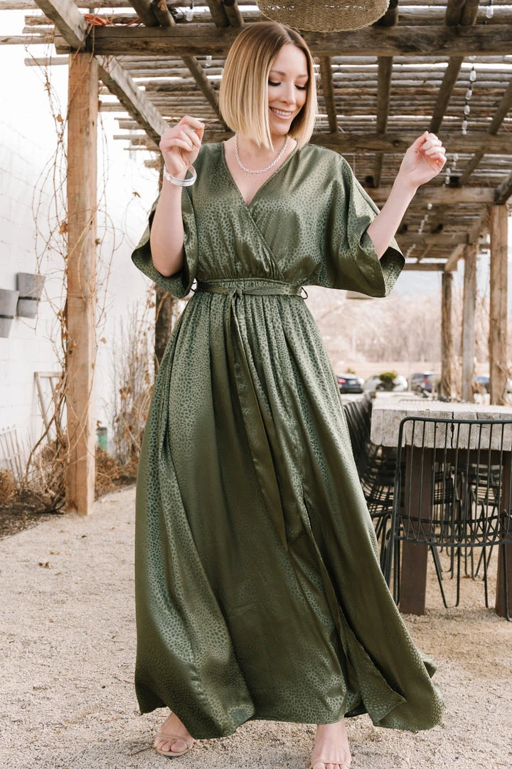 BB Custom Dresses Savannah Print Kimono Maxi | Olive 3 BB Custom Dresses Savannah Print Kimono Maxi | Olive