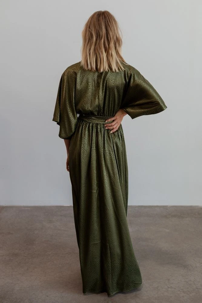 BB Custom Dresses Savannah Print Kimono Maxi | Olive 9 BB Custom Dresses Savannah Print Kimono Maxi | Olive