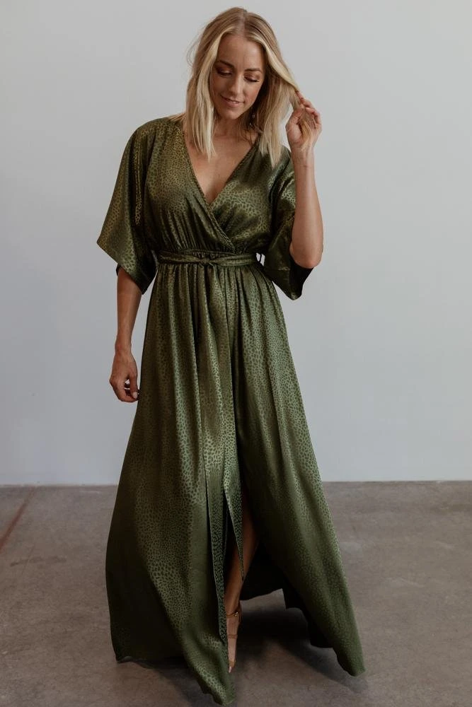 BB Custom Dresses Savannah Print Kimono Maxi | Olive 6 BB Custom Dresses Savannah Print Kimono Maxi | Olive