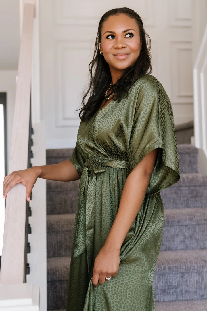 BB Custom Dresses Savannah Print Kimono Maxi | Olive 5 BB Custom Dresses Savannah Print Kimono Maxi | Olive