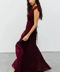 Soi Saya Wrap Maxi Dress | Burgundy Dresses