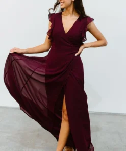 Soi Saya Wrap Maxi Dress | Burgundy Dresses