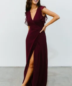 Soi Saya Wrap Maxi Dress | Burgundy Dresses