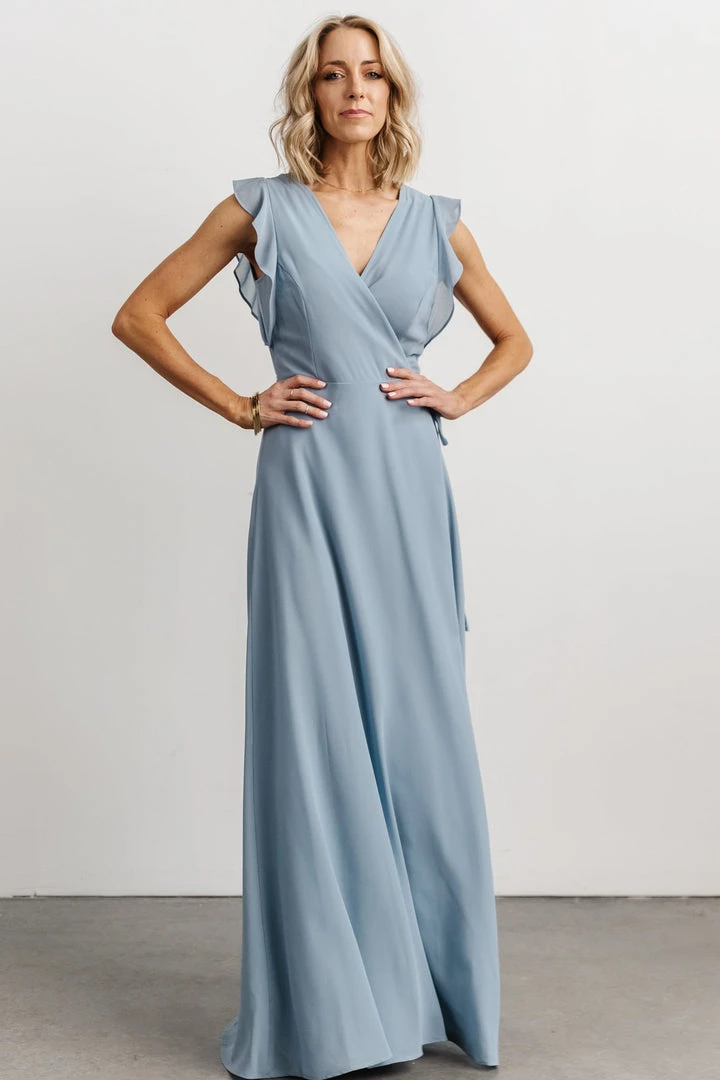 Soi Dresses Saya Wrap Maxi Dress | Dusty Blue 1 Soi Dresses Saya Wrap Maxi Dress | Dusty Blue