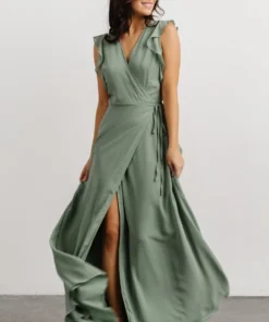 Soi Saya Wrap Maxi Dress | Dusty Sage