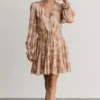 AK Dresses Saylor Ruffle Mini Dress | Beige Print