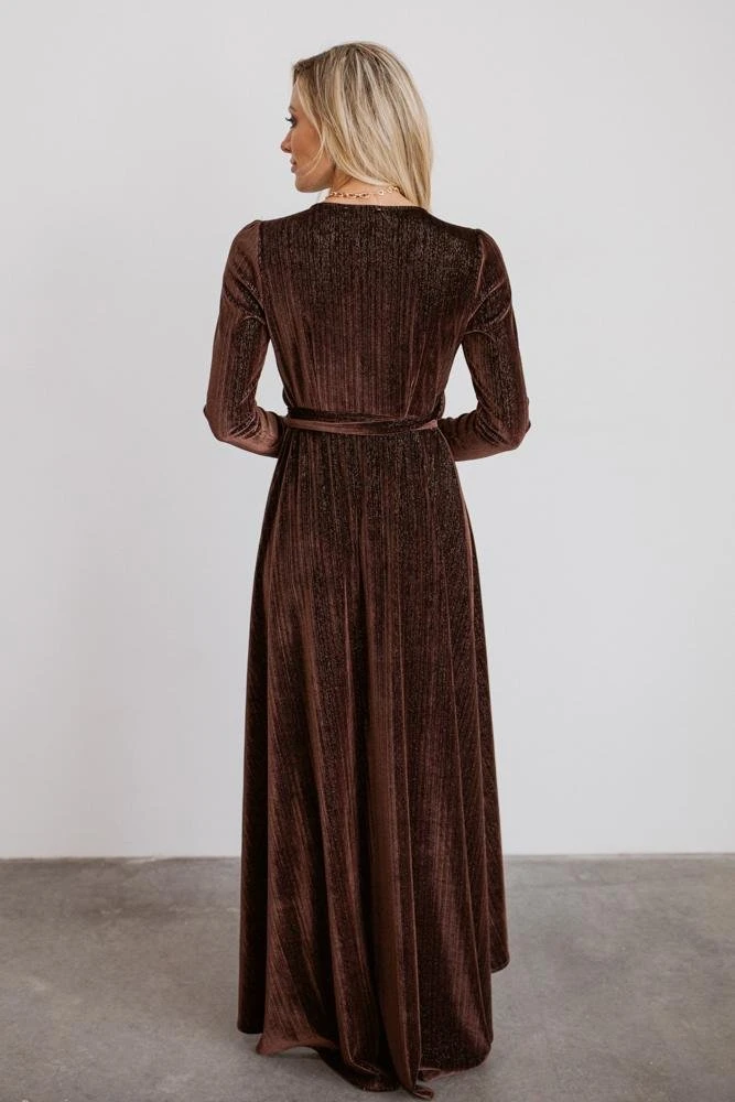 BB Custom Serena Shimmer Velvet Wrap Dress | Chocolate Dresses 3 BB Custom Serena Shimmer Velvet Wrap Dress | Chocolate Dresses