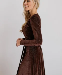 BB Custom Serena Shimmer Velvet Wrap Dress | Chocolate Dresses 10 BB Custom Serena Shimmer Velvet Wrap Dress | Chocolate Dresses