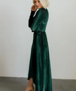 BB Custom Serena Shimmer Velvet Wrap Dress | Forest Dresses