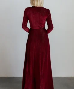 BB Custom Serena Shimmer Velvet Wrap Dress | Merlot