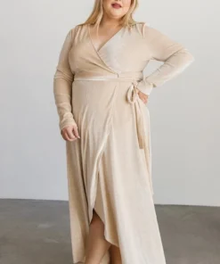 BB Custom Dresses Serena Shimmer Velvet Wrap Dress | Pearl