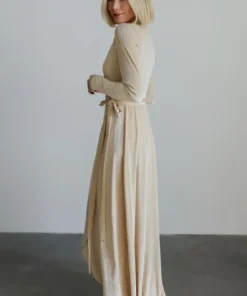 BB Custom Dresses Serena Shimmer Velvet Wrap Dress | Pearl