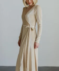 BB Custom Dresses Serena Shimmer Velvet Wrap Dress | Pearl