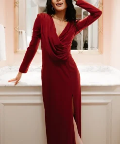 RR Dresses Seville Long Sleeve Gown | Burgundy