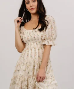FT Shauna Smocked Short Dress | Ivory Floral