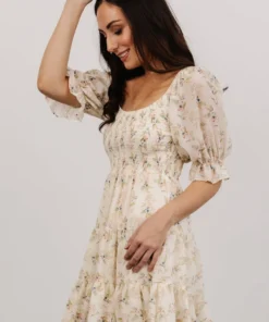 FT Shauna Smocked Short Dress | Ivory Floral 10 FT Shauna Smocked Short Dress | Ivory Floral