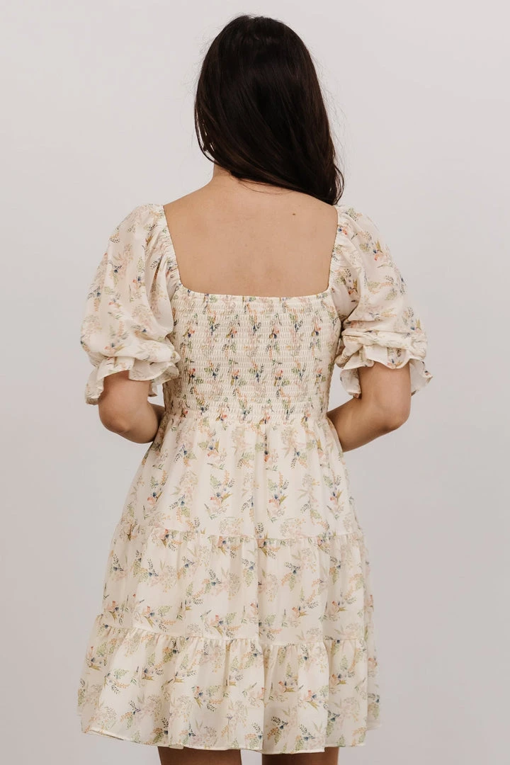 FT Shauna Smocked Short Dress | Ivory Floral 4 FT Shauna Smocked Short Dress | Ivory Floral