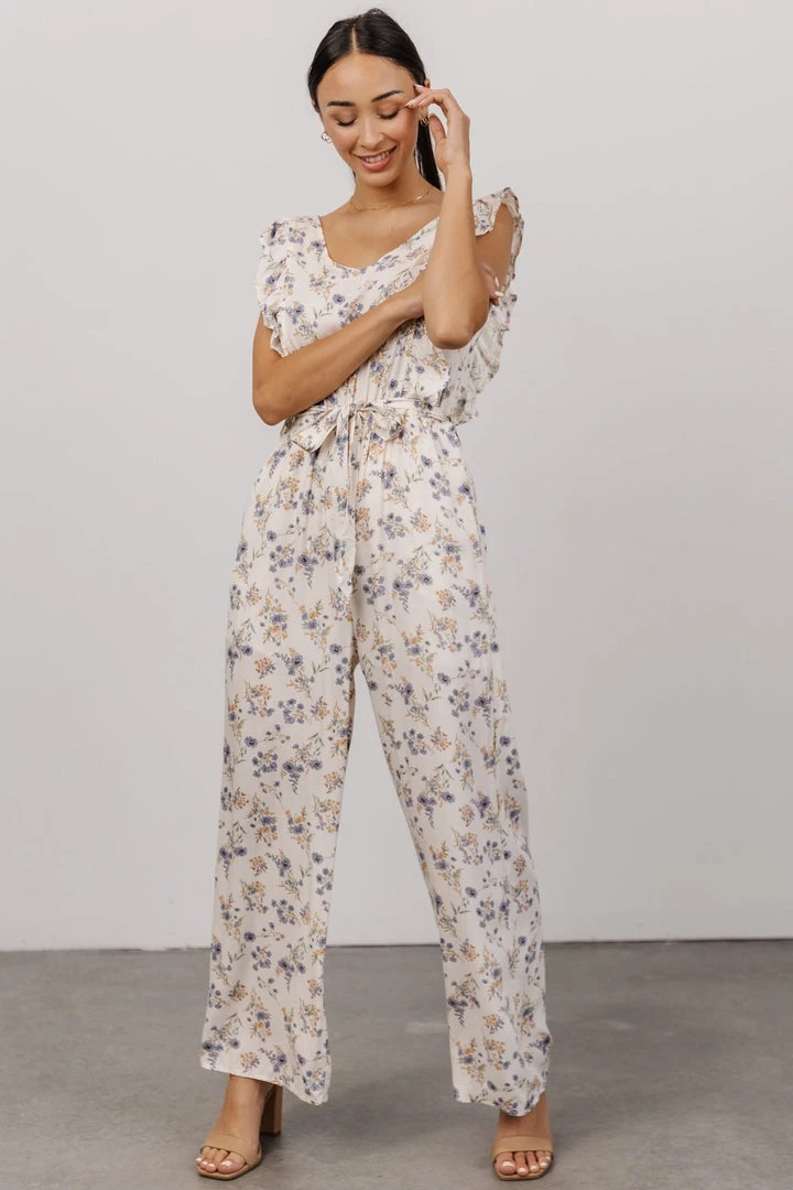 Shay Jumpsuit | Cream + Multi Floral Extended Sizing 1 Shay Jumpsuit | Cream + Multi Floral Extended Sizing