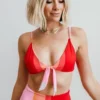 BJB Sherbet Striped Front Tie Bikini Top Swim