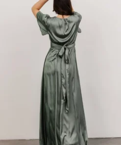 RR Shiloh Satin Maxi Dress | Eucalyptus Dresses