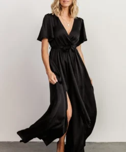 BB Custom Sicily Satin Maxi Dress | Black Maxi Dresses