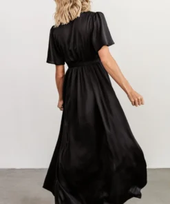 BB Custom Sicily Satin Maxi Dress | Black Maxi Dresses
