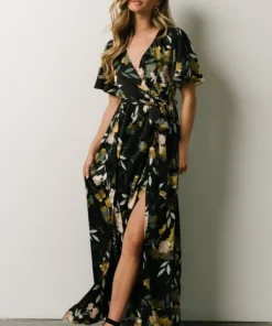 BB Custom Sicily Satin Maxi Dress | Black Floral Dresses 14 BB Custom Sicily Satin Maxi Dress | Black Floral Dresses