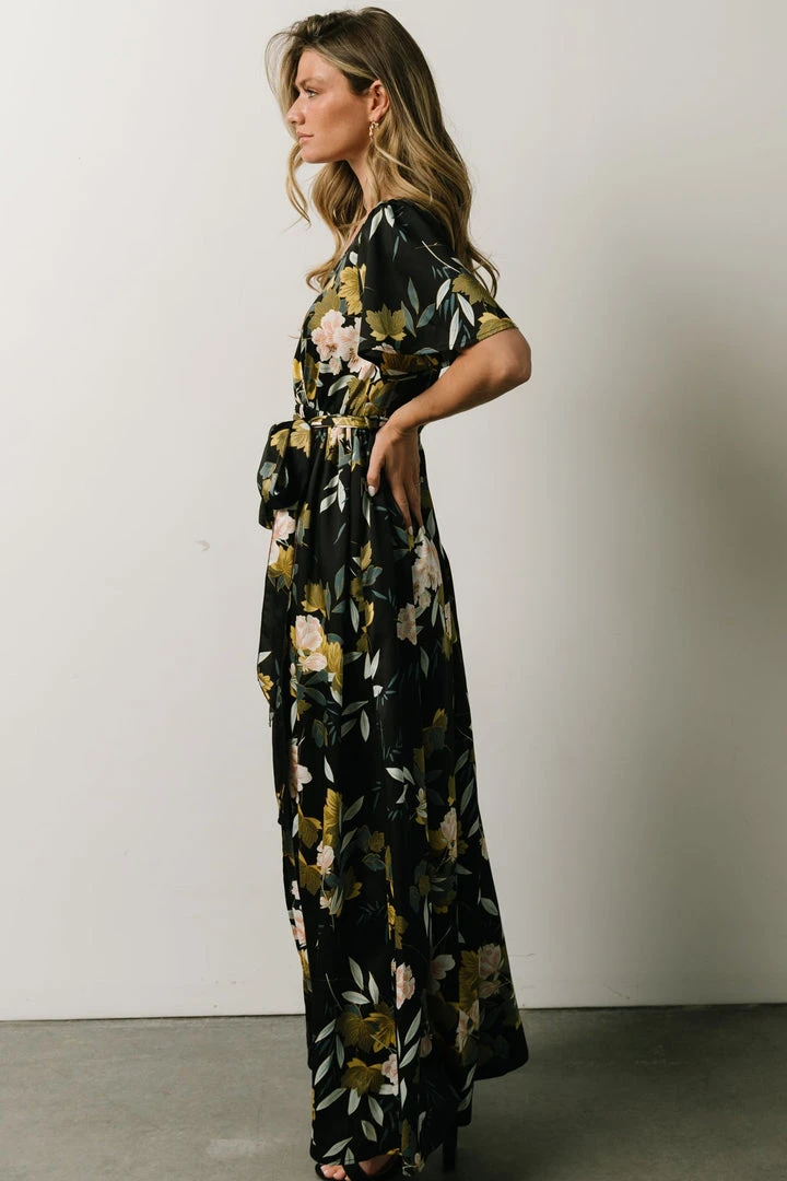 BB Custom Sicily Satin Maxi Dress | Black Floral Dresses 6 BB Custom Sicily Satin Maxi Dress | Black Floral Dresses