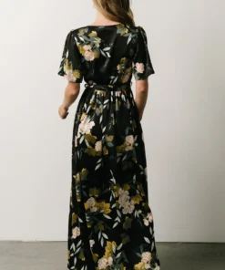 BB Custom Sicily Satin Maxi Dress | Black Floral Dresses 16 BB Custom Sicily Satin Maxi Dress | Black Floral Dresses