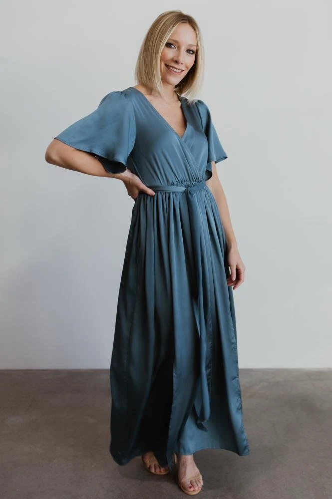 BB Custom Sicily Satin Maxi Dress | Blue 5 BB Custom Sicily Satin Maxi Dress | Blue
