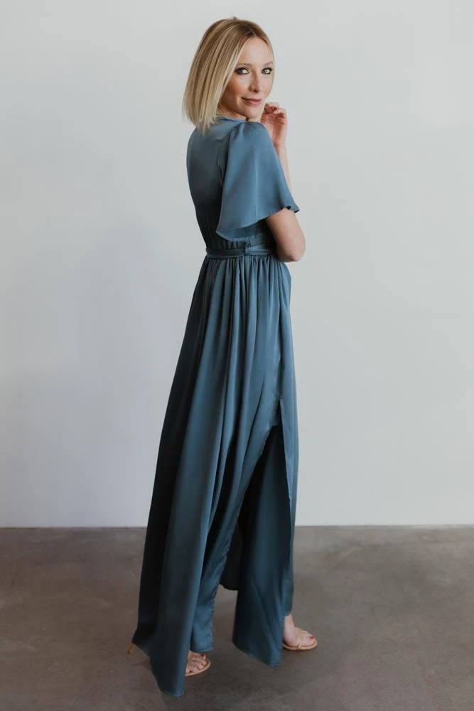 BB Custom Sicily Satin Maxi Dress | Blue 6 BB Custom Sicily Satin Maxi Dress | Blue
