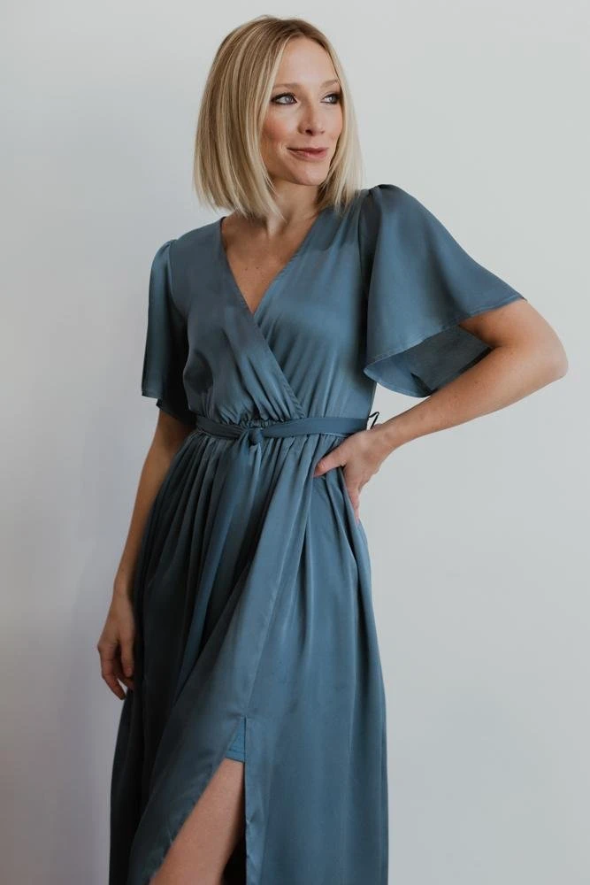 BB Custom Sicily Satin Maxi Dress | Blue 2 BB Custom Sicily Satin Maxi Dress | Blue