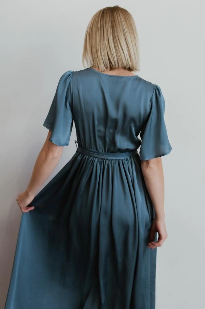 BB Custom Sicily Satin Maxi Dress | Blue 7 BB Custom Sicily Satin Maxi Dress | Blue