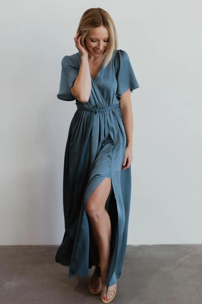 BB Custom Sicily Satin Maxi Dress | Blue 3 BB Custom Sicily Satin Maxi Dress | Blue
