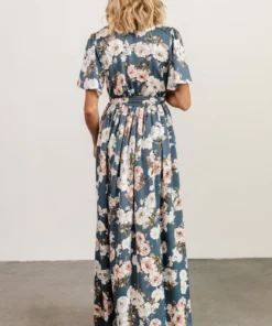 BB Custom Dresses Sicily Satin Maxi Dress | Blue Floral 8 BB Custom Dresses Sicily Satin Maxi Dress | Blue Floral