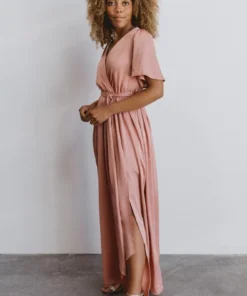 BB Custom Dresses Sicily Satin Maxi Dress | Blush