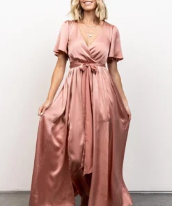 BB Custom Dresses Sicily Satin Maxi Dress | Blush